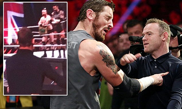 MU Diejek, Pegulat WWE Wade Barrett Digampar Wayne Rooney